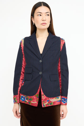 Moschino Black 
Multi Embroidered Pinstripe Blazer