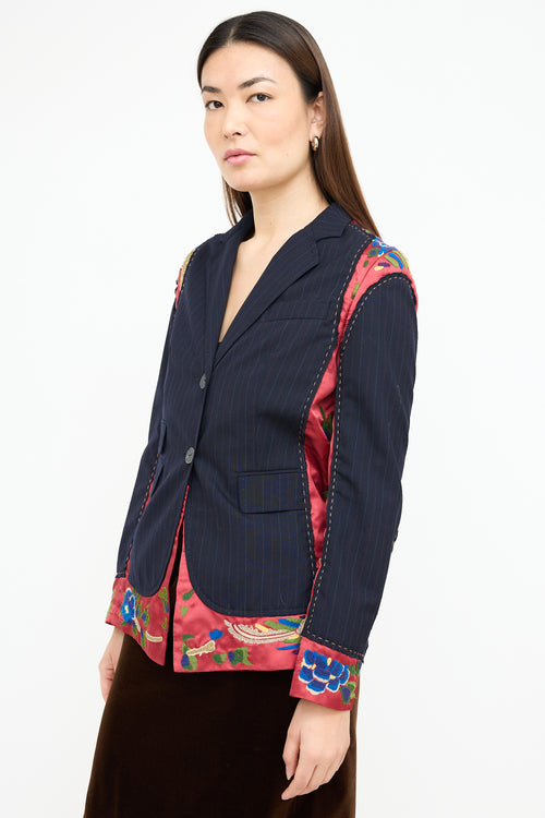 Moschino Black 
Multi Embroidered Pinstripe Blazer