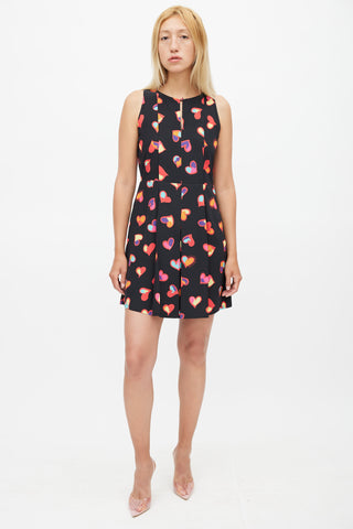 Moschino Black 
Multicolour Pleated Heart Dress