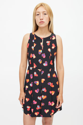 Moschino Black 
Multicolour Pleated Heart Dress