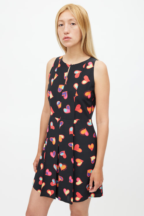 Moschino Black 
Multicolour Pleated Heart Dress