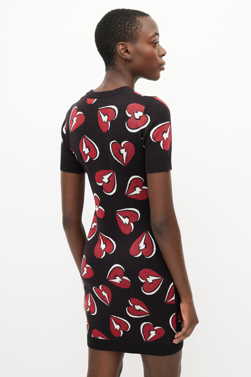 Moschino Black 
Red Heart Knit Dress