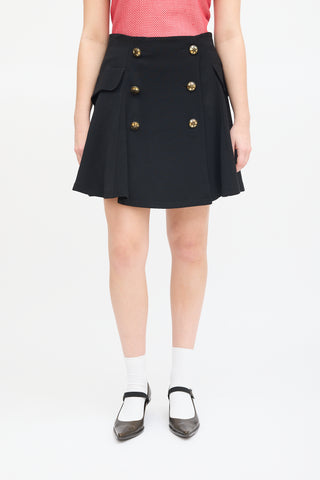 Moschino Black Wool Buttoned Circle Skirt