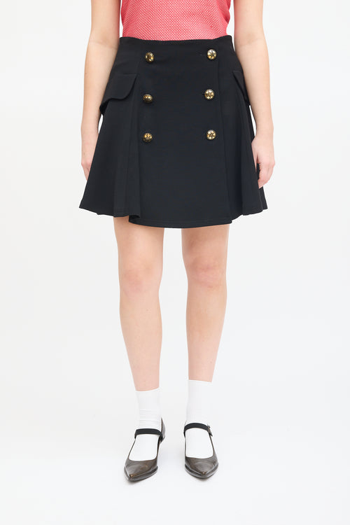 Moschino Black Wool Buttoned Circle Skirt