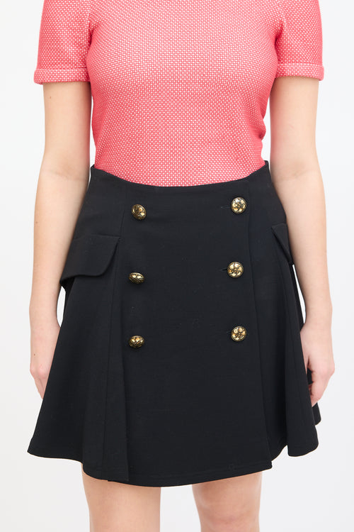 Moschino Black Wool Buttoned Circle Skirt