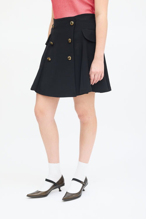 Moschino Black Wool Buttoned Circle Skirt