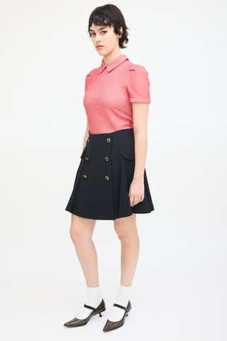 Moschino Black Wool Buttoned Circle Skirt