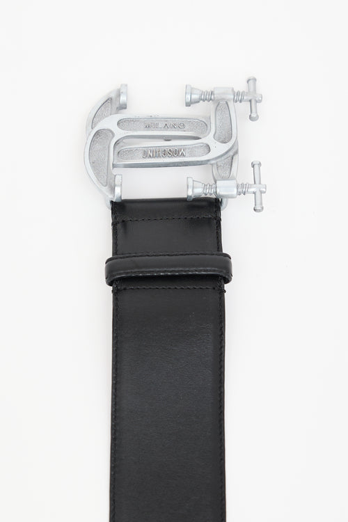 Moschino Black Interlocking Clamp Buckle Belt