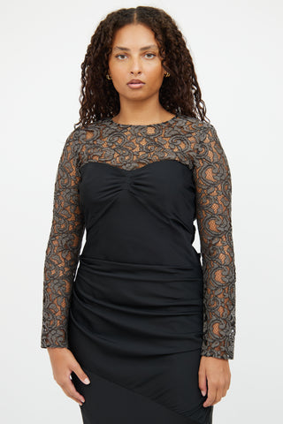 Moschino Grey 
Black Lace Dress