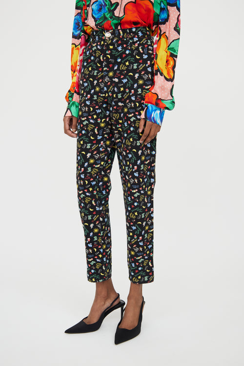 Moschino Black 
Yellow Multi Pattern Pant