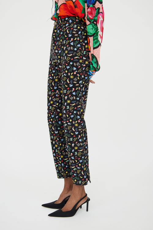 Moschino Black 
Yellow Multi Pattern Pant