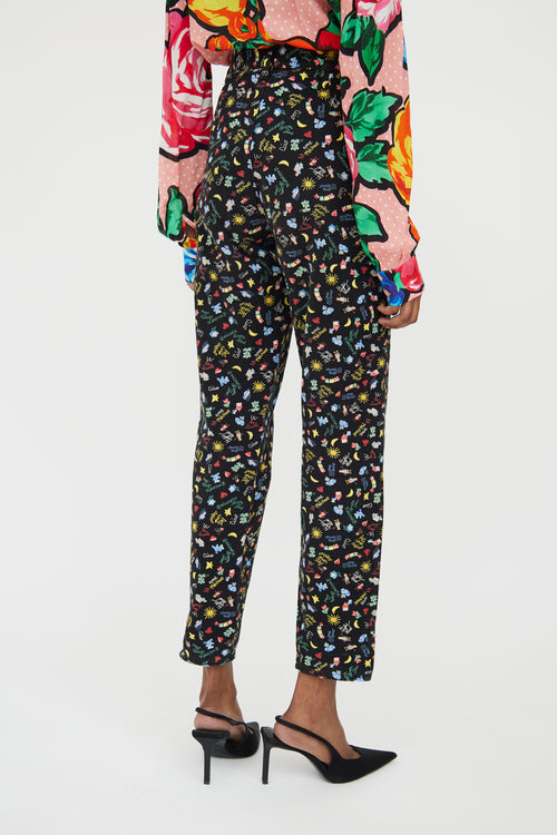 Moschino Black 
Yellow Multi Pattern Pant