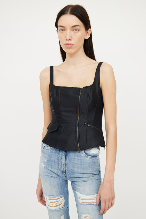 Moschino Black Zip Pocket Detail Corset