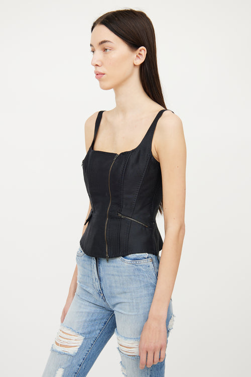 Moschino Black Zip Pocket Detail Corset