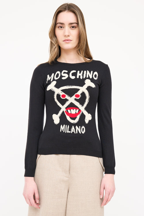 Moschino Wool Skull Logo Sweater