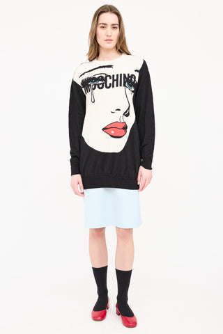 Moschino Wool Knit Face Logo Sweater