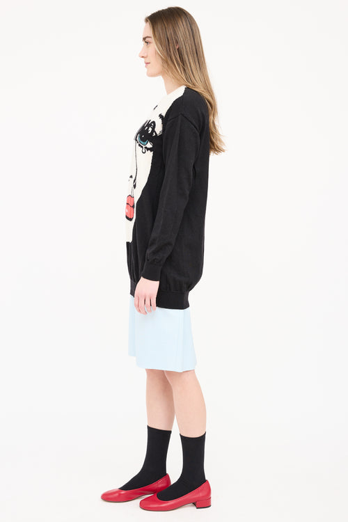 Moschino Wool Knit Face Logo Sweater