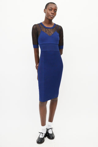 Moschino Blue 
Black Lace Fitted Dress