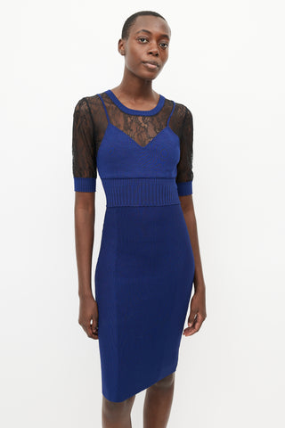 Moschino Blue 
Black Lace Fitted Dress