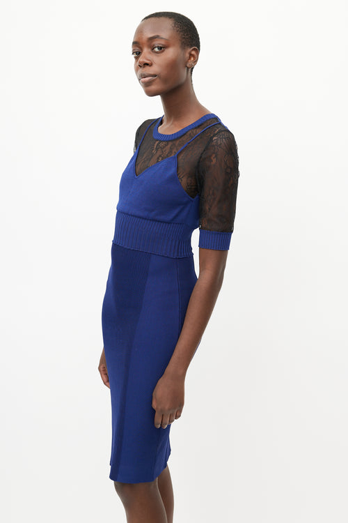 Moschino Blue 
Black Lace Fitted Dress