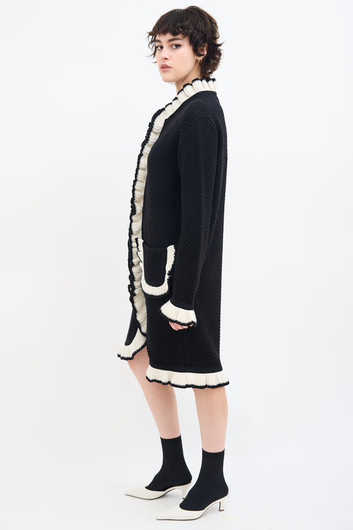 Moschino Boutique Black 
White Knit Ruffle Dress