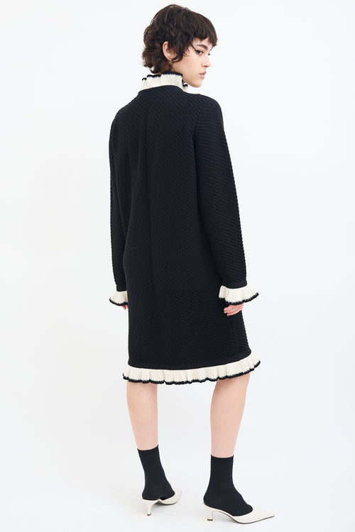 Moschino Boutique Black 
White Knit Ruffle Dress