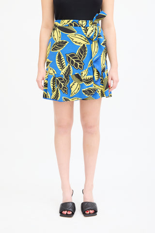 Moschino Boutique Blue 
Multi Printed Wrap Skirt