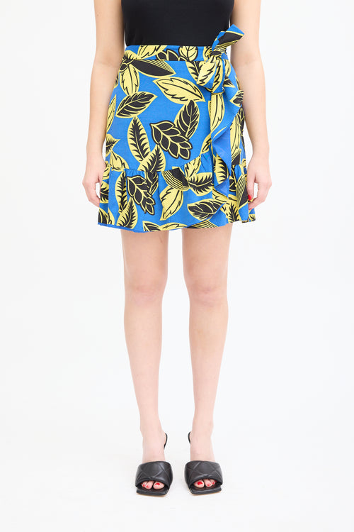 Moschino Boutique Blue 
Multi Printed Wrap Skirt