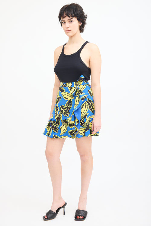 Moschino Boutique Blue 
Multi Printed Wrap Skirt