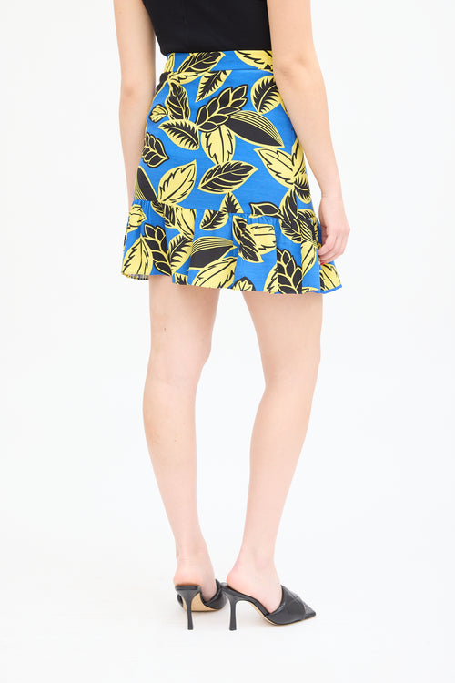 Moschino Boutique Blue 
Multi Printed Wrap Skirt