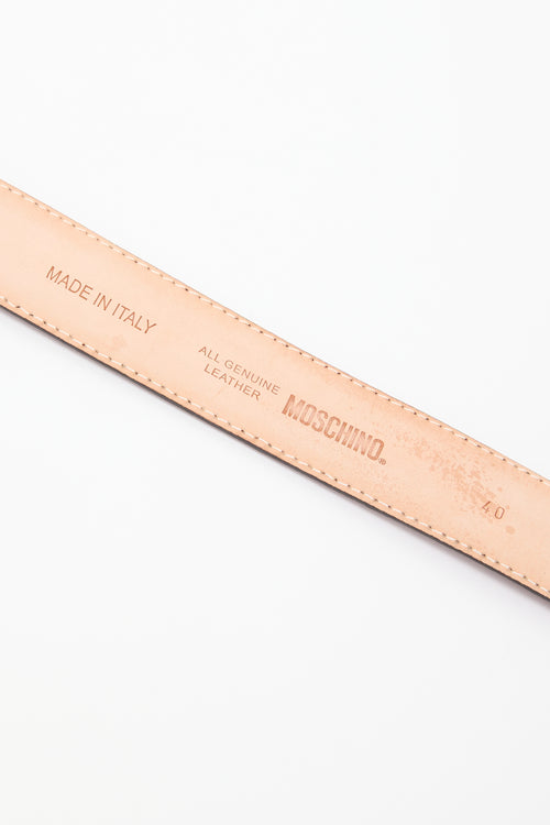 Moschino Brown Leather Logo Belt