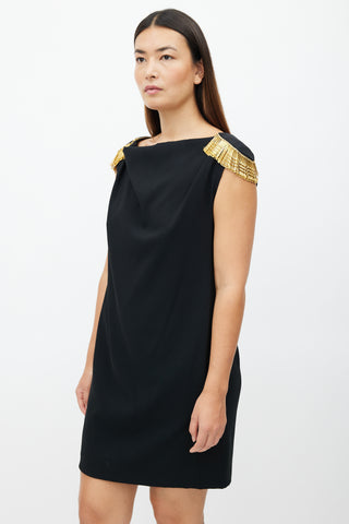 Moschino Cheap 
Chic Black 
Gold Bobby Pin Dress