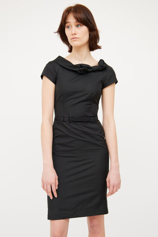 MoschinoBlack Cap Sleeve Shift Dress