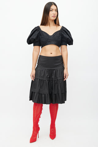 Moschino Cheap 
Chic Black Silk Tier Skirt