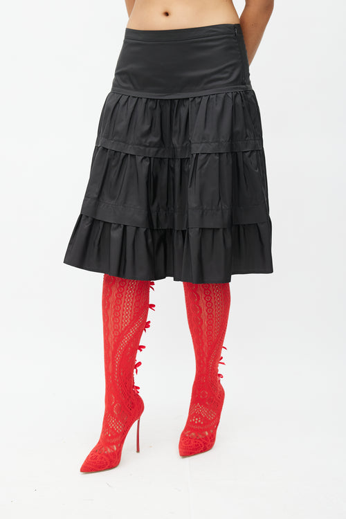 Moschino Cheap 
Chic Black Silk Tier Skirt