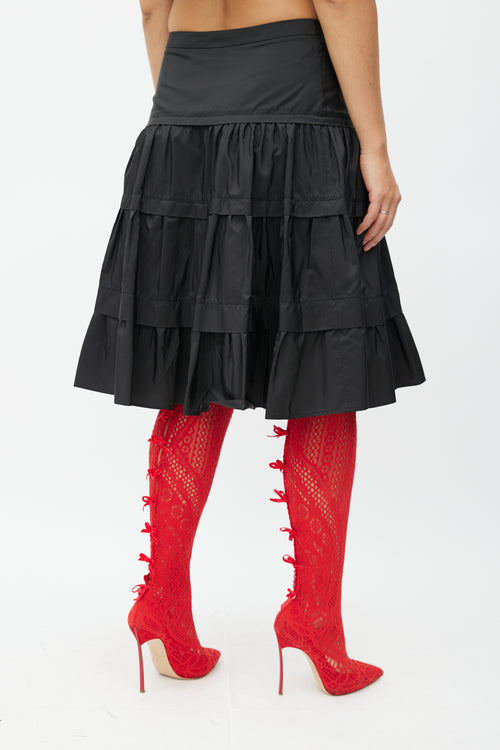 Moschino Cheap 
Chic Black Silk Tier Skirt