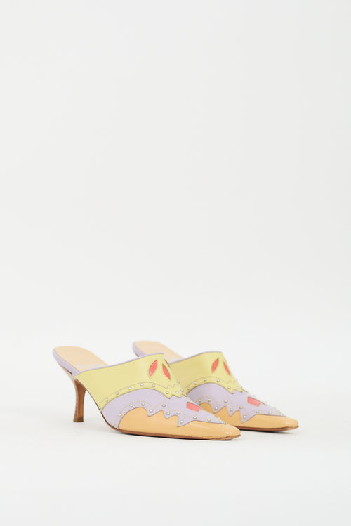 Moschino Cheap 
Chic Beige 
Multicolour Leather Mule