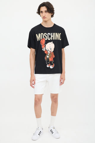 Moschino Couture Black 
Multicolour Embroidered Porky T-Shirt