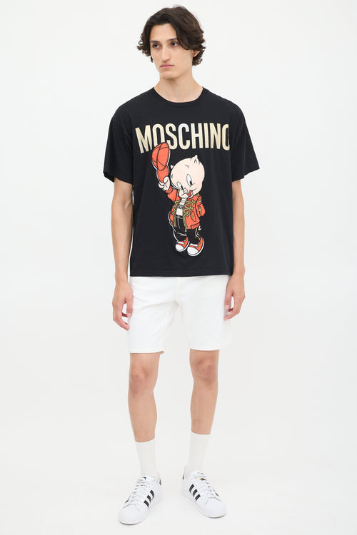 Moschino Couture Black 
Multicolour Embroidered Porky T-Shirt