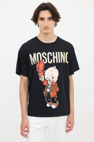 Moschino Couture Black 
Multicolour Embroidered Porky T-Shirt