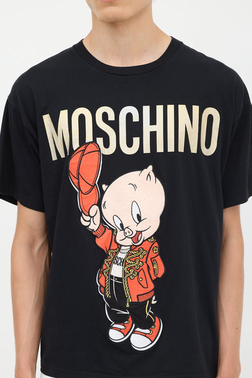 Moschino Couture Black 
Multicolour Embroidered Porky T-Shirt