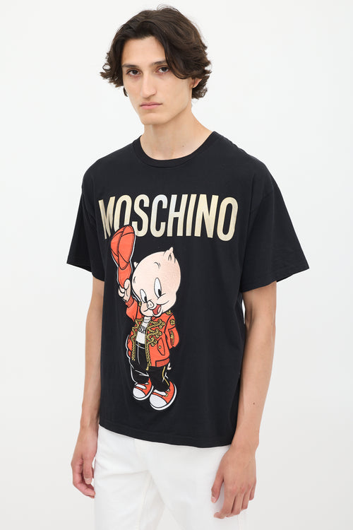 Moschino Couture Black 
Multicolour Embroidered Porky T-Shirt