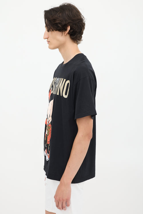 Moschino Couture Black 
Multicolour Embroidered Porky T-Shirt