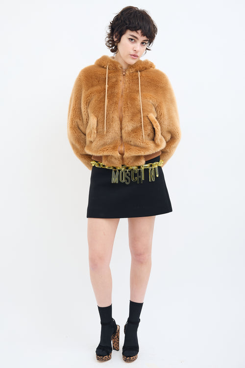 Moschino Couture Brown Faux Fur Hooded Jacket