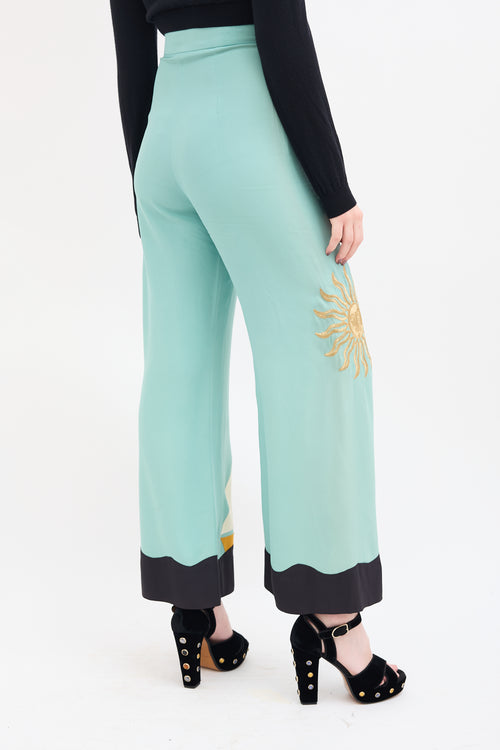 Moschino Couture Light Blue 
Multi Embroidered Trouser