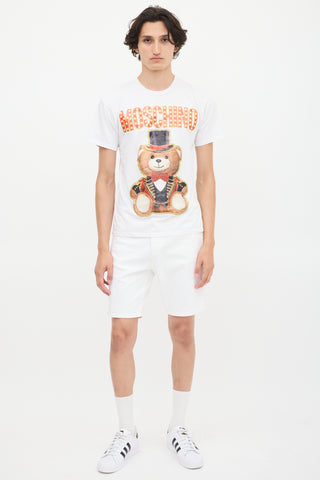 Moschino Couture White 
Multicolour Circus Teddy Graphic  T-Shirt