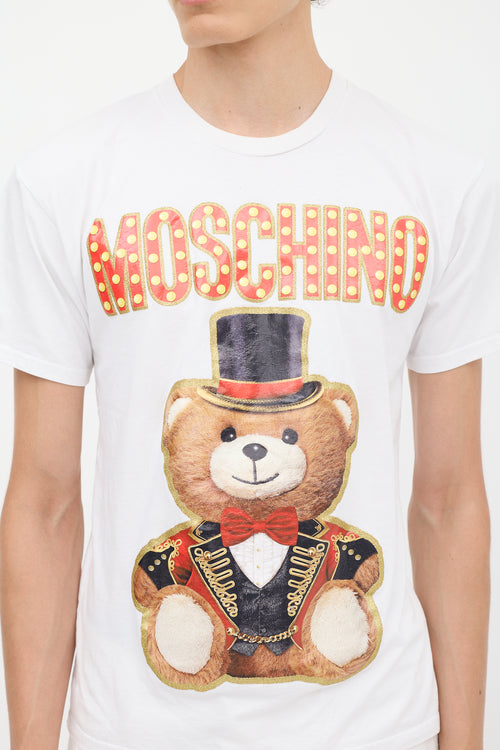 Moschino Couture White 
Multicolour Circus Teddy Graphic  T-Shirt