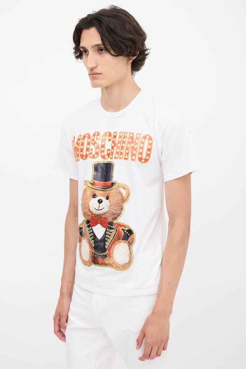 Moschino Couture White 
Multicolour Circus Teddy Graphic  T-Shirt