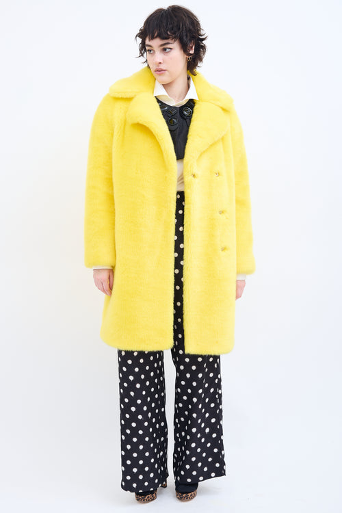 Moschino Couture Yellow Faux Fur Coat