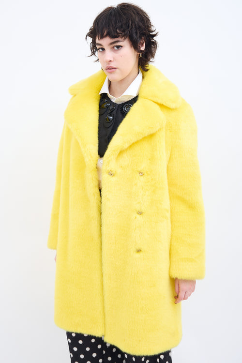 Moschino Couture Yellow Faux Fur Coat